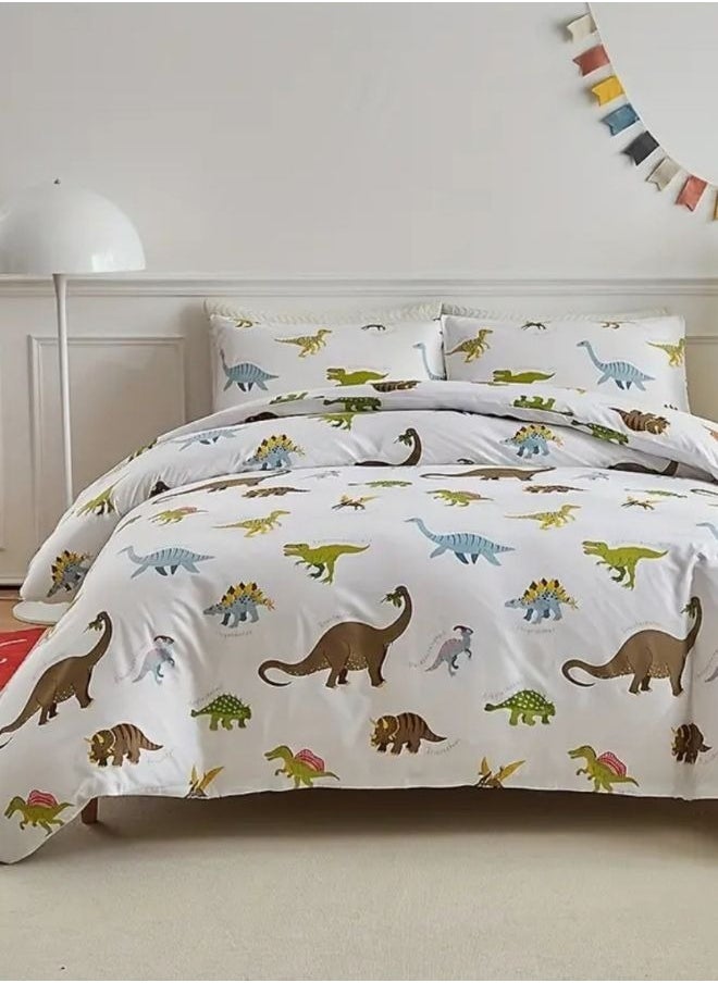 LUNA Home - Single size 4 piece bedding set with dinosaur pattern duvet cover. - Image 1