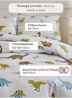 LUNA Home Single size 4 piece bedding set with dinosaur pattern duvet cover.  - Image 2