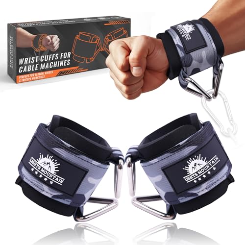 Lights Mountain Wrist Cuffs for Cable Machines – Padded & Adjustable Straps for Lateral Raises, Tricep Pushdowns & Strength Training (Camouflage grey M) - Image 1