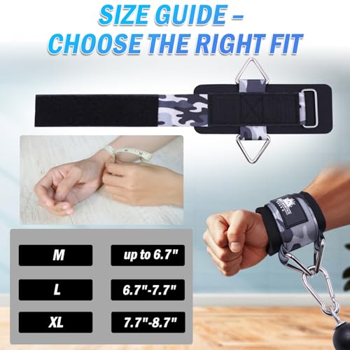Lights Mountain Wrist Cuffs for Cable Machines – Padded & Adjustable Straps for Lateral Raises, Tricep Pushdowns & Strength Training (Camouflage grey M) - Image 2