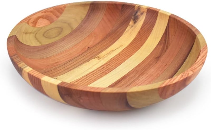 Modern Artisans American Made Mixed Hardwood Stripe Serving Bowl 10 - Image 2