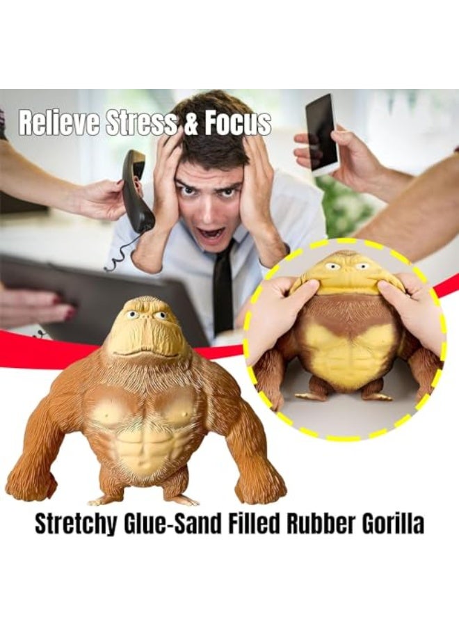 Bukela Stretchy Monkey Toy 2 Pack Trending Squishies Fidget Toy Stuffed Monkey, Stretchy Glue-Sand Filled Rubber Gorilla Squishy Toys for Kids and Adults (Random Color) - Image 4