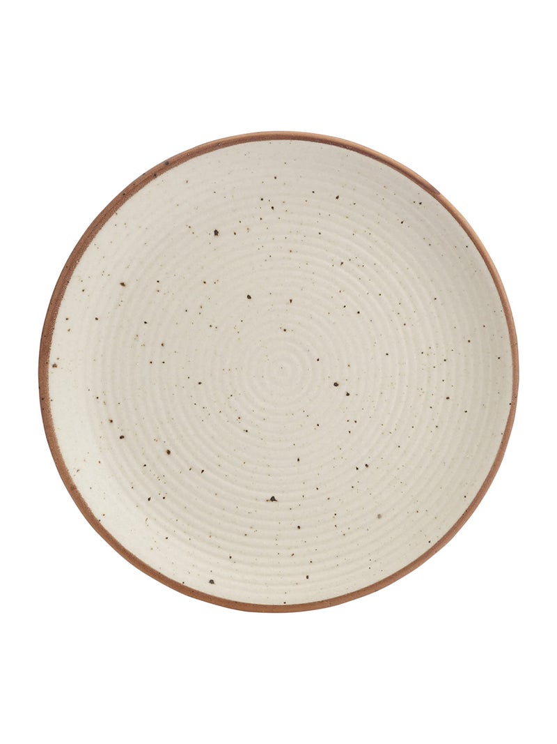 Miah Decor Ceramic Quarter Plates Small Dinner Plates Set of 6 Handcrafted Stoneware Off-White with Brown Rim & grains Serving Platter for Snacks & Dessert Microwave and Dishwasher Safe -Size 7 Inches - Image 5