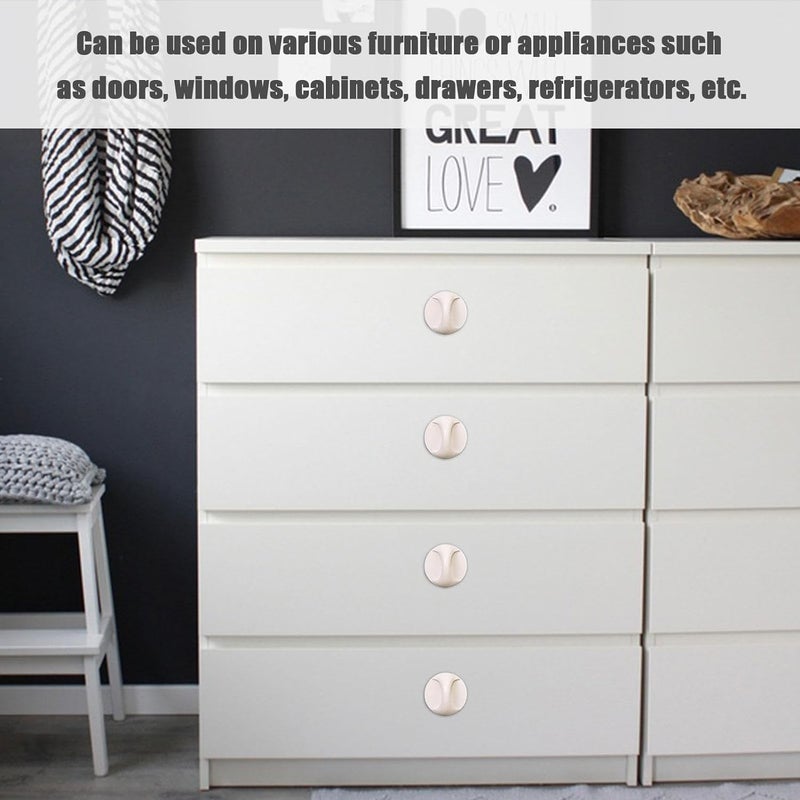 Potency 2Piece Cabinet Drawer Handles Self Adhesive Glass Door Window Pulls Adhesive Handle Household ABS Multi-Purpose Cupboard Furniture for Bathroom Kitchen (White) - Image 5