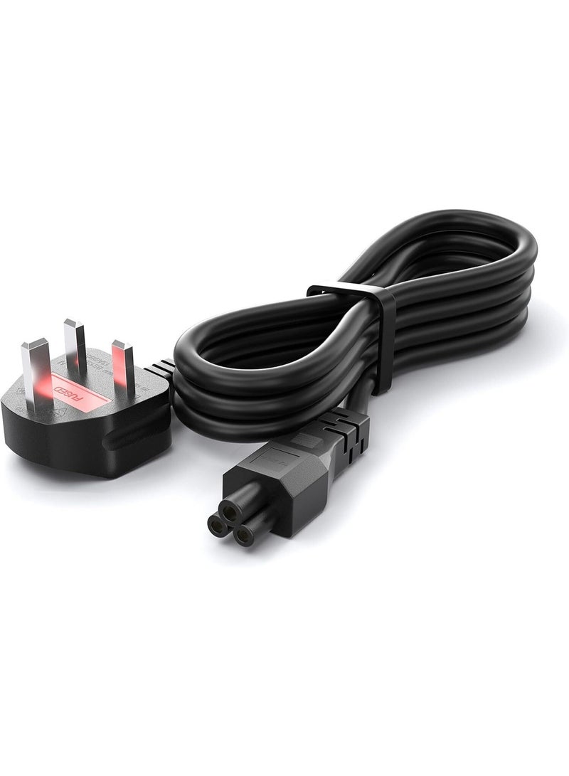 Laptop Power Cable UK Plug to C5 3 pin Laptop Power lead - Image 1
