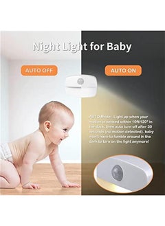 فايلكس ضوء ليلي حساس حركة، 4 حزمة ضوء ليلي تقية LED، أضواء حساسة للسلالم داخل المزل، ضوء تلقائيعلىإيقاف للمرحاض والممر والخزاة والمطخ وغرف الأطفال ضوء أيض دافئ)  - Image 4