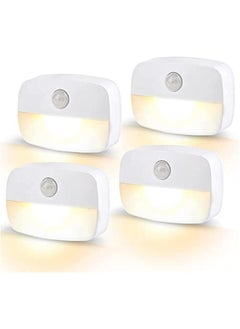 فايلكس ضوء ليلي حساس حركة، 4 حزمة ضوء ليلي تقية LED، أضواء حساسة للسلالم داخل المزل، ضوء تلقائيعلىإيقاف للمرحاض والممر والخزاة والمطخ وغرف الأطفال ضوء أيض دافئ)  - Image 1