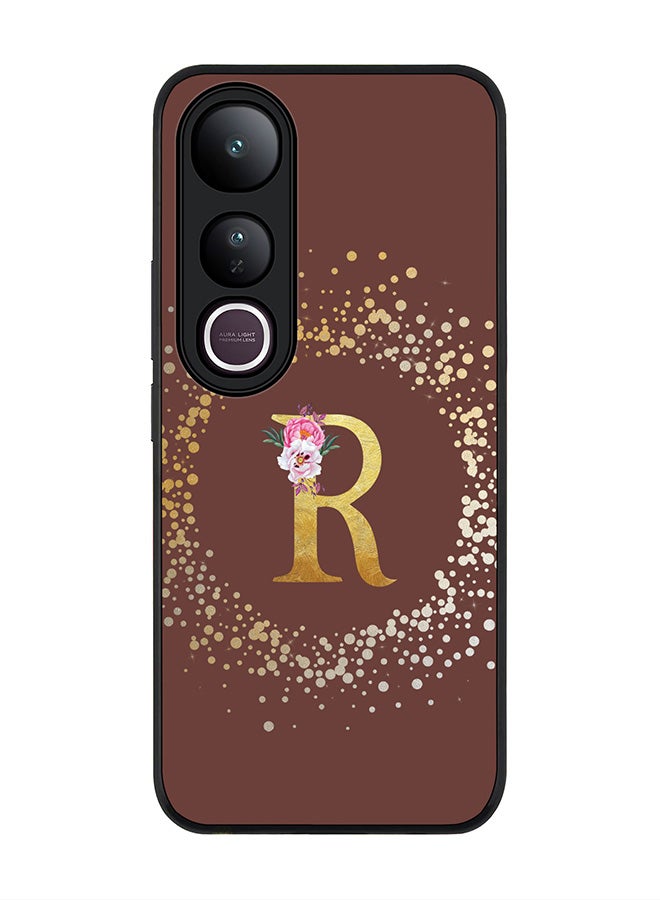 Stylizedd For vivo V50 Lite Case,Slim fit Camera Protection, Shockproof Thin Phone cover  - Custom Monogram Floral - R  (Brown )