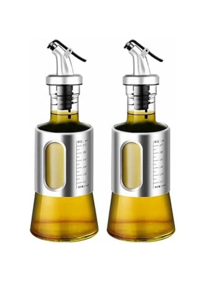 HOOKOR - 2pcs Olive Oil Dispenser Bottle Kitchen Stainless Steel Oil Pot Automatic Opening And Closing Leak-proof Barbecue Seasoning Bottle (200ML) - Image 1