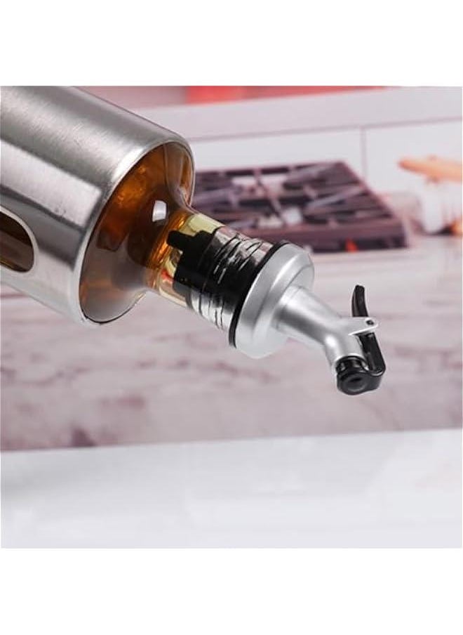 HOOKOR - 2pcs Olive Oil Dispenser Bottle Kitchen Stainless Steel Oil Pot Automatic Opening And Closing Leak-proof Barbecue Seasoning Bottle (200ML) - Image 1