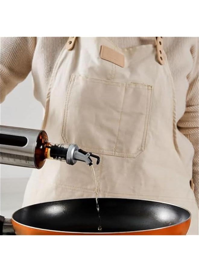 HOOKOR - 2pcs Olive Oil Dispenser Bottle Kitchen Stainless Steel Oil Pot Automatic Opening And Closing Leak-proof Barbecue Seasoning Bottle (200ML) - Image 1