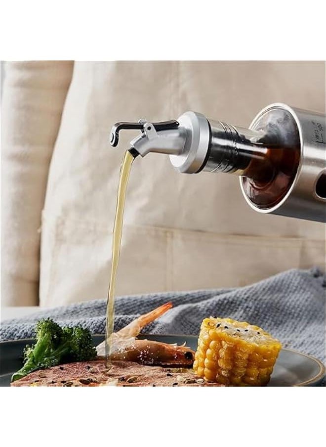 HOOKOR - 2pcs Olive Oil Dispenser Bottle Kitchen Stainless Steel Oil Pot Automatic Opening And Closing Leak-proof Barbecue Seasoning Bottle (200ML) - Image 1