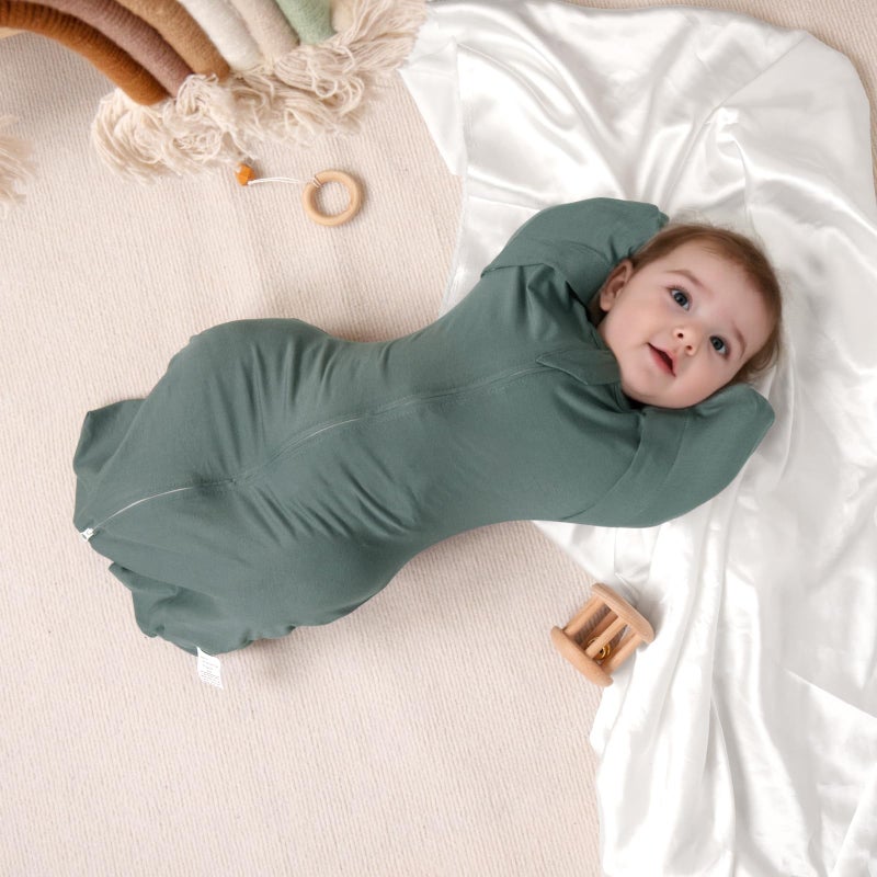 MEXXI Swaddle Baby Sleep Sack With Arms Up, 2 Pack Baby Transitional Swaddle with Double Zipper,0.5 TOG, 8-13 lbs, S - Image 2