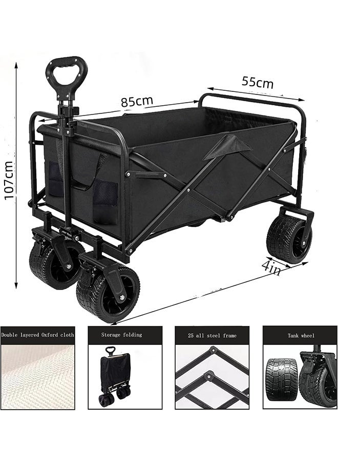 JCB CHIC Camping Cart Folding Wagon Cart，150 kg Portable Large Trolley cart，Shopping Cart with Adjustable Handl，Collapsible Wagon with Wheels  for Grocery, Camping, Shopping, Sports, Garden with Large Capacity - Image 2