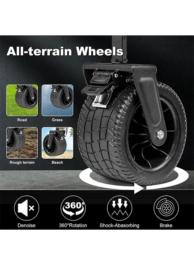 JCB CHIC Camping Cart Folding Wagon Cart，150 kg Portable Large Trolley cart，Shopping Cart with Adjustable Handl，Collapsible Wagon with Wheels  for Grocery, Camping, Shopping, Sports, Garden with Large Capacity - Image 3