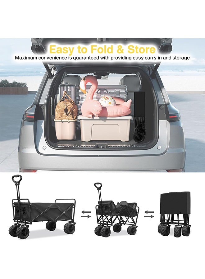 JCB CHIC Camping Cart Folding Wagon Cart，150 kg Portable Large Trolley cart，Shopping Cart with Adjustable Handl，Collapsible Wagon with Wheels  for Grocery, Camping, Shopping, Sports, Garden with Large Capacity - Image 5