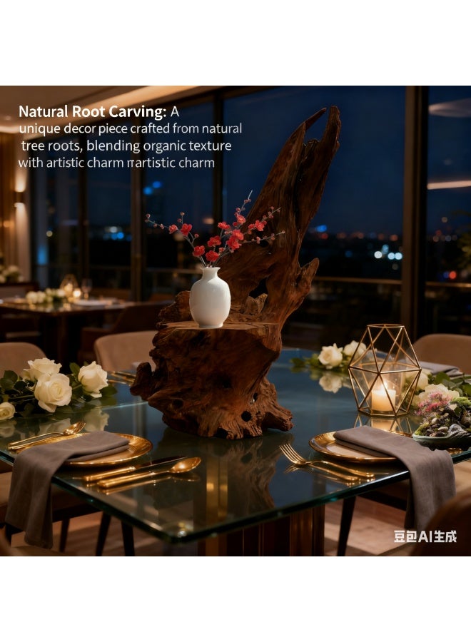 Natural Root Carving Decor 70 cm Handmade Driftwood Wood Sculpture Organic Tree Root Decoration for Home, Tea Table & Aquarium - Image 4