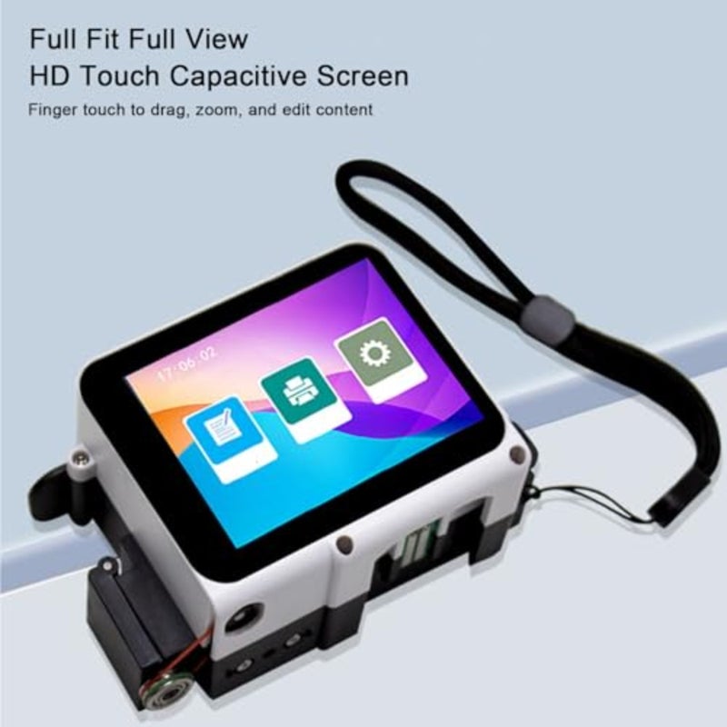 Handheld printer for barcode and curved surfaces on wood, plastic, fabric; HD touch screen inkjet with full-view multilanguage interface - Image 4