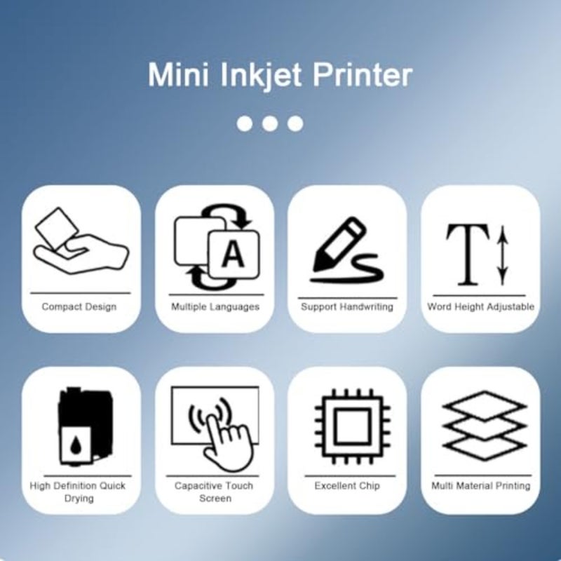 Handheld printer for barcode and curved surfaces on wood, plastic, fabric; HD touch screen inkjet with full-view multilanguage interface - Image 5