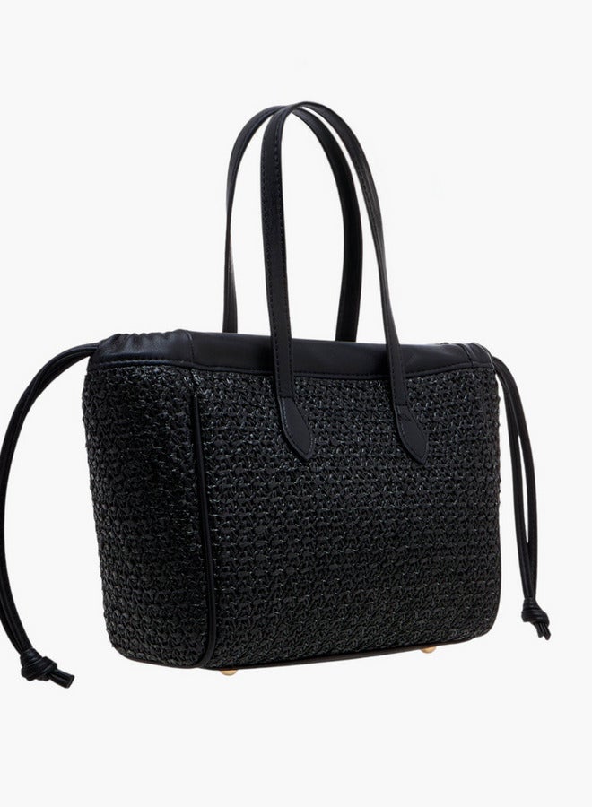 Flora Bella By Shoexpress Textured Tote Bag with Double Handle and Magnetic Button Closure  - Image 3