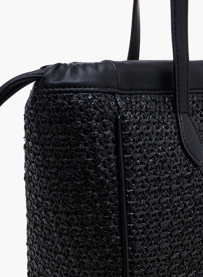 Flora Bella By Shoexpress Textured Tote Bag with Double Handle and Magnetic Button Closure  - Image 5