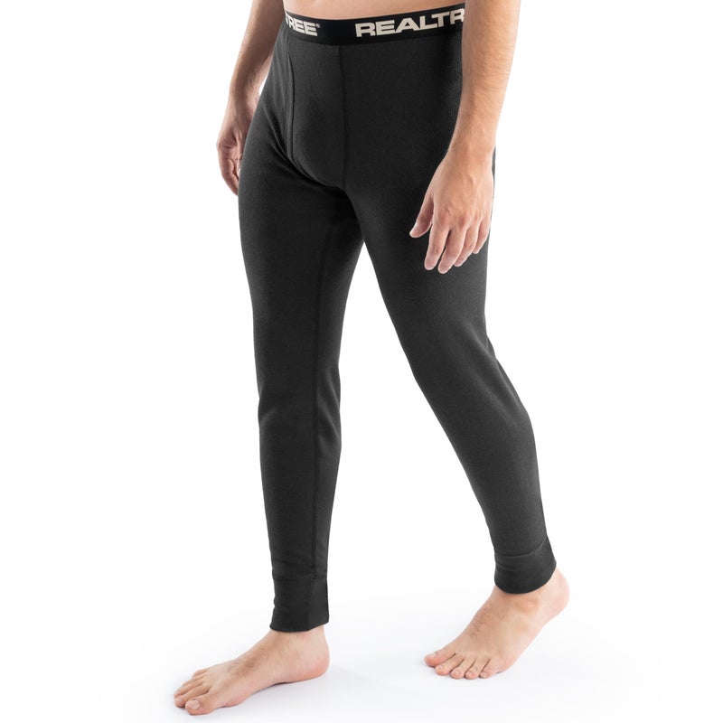 Realtree Men's Heavyweight Cotton Polyester Thermal Long Johns Underwear Bottom, Black, X-Large - Image 4