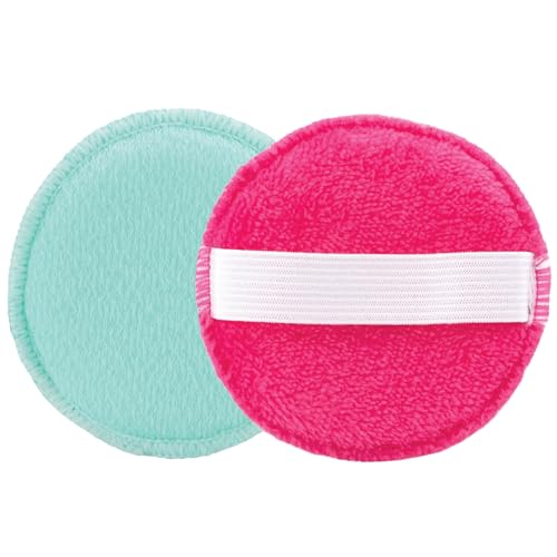 S&T INC. ST INC Face Scrubber DualSided Face Exfoliator with Elastic Strap Facial Cleansing Pads and Makeup Remover 33 Inch Diameter 2 Pack Teal and Pink