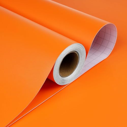 HOME13 (60 x 121 Cm Orange Matte Self Adhesive Contact Paper Vinyl Wallpaper Wall Cabinets Decorations Waterproof Paper - Image 1