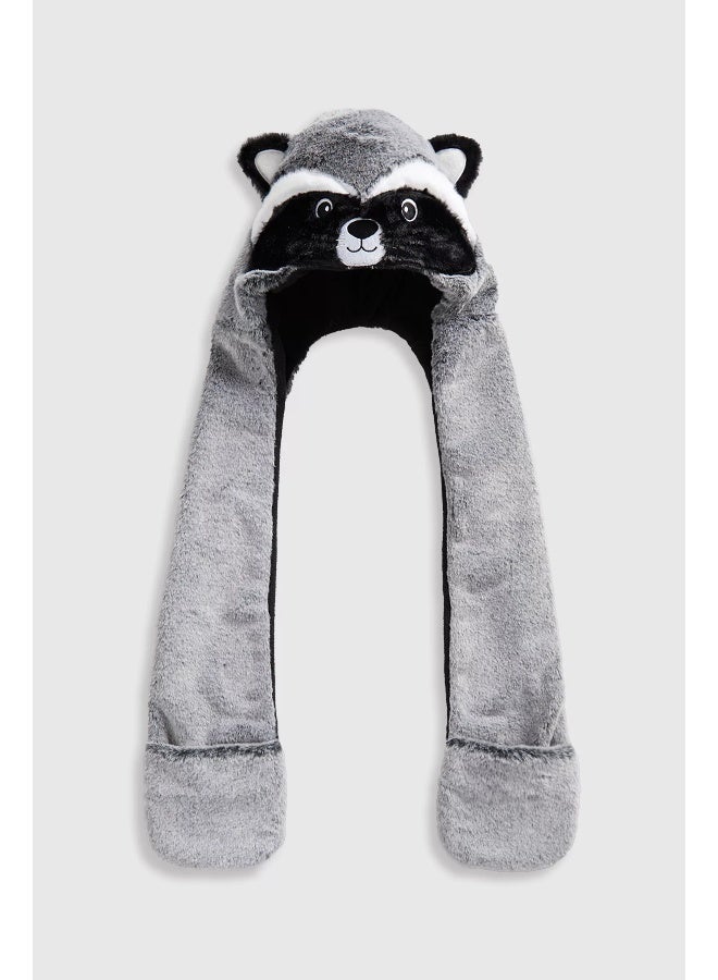 mothercare Raccon Hooded Scarf  - Image 1