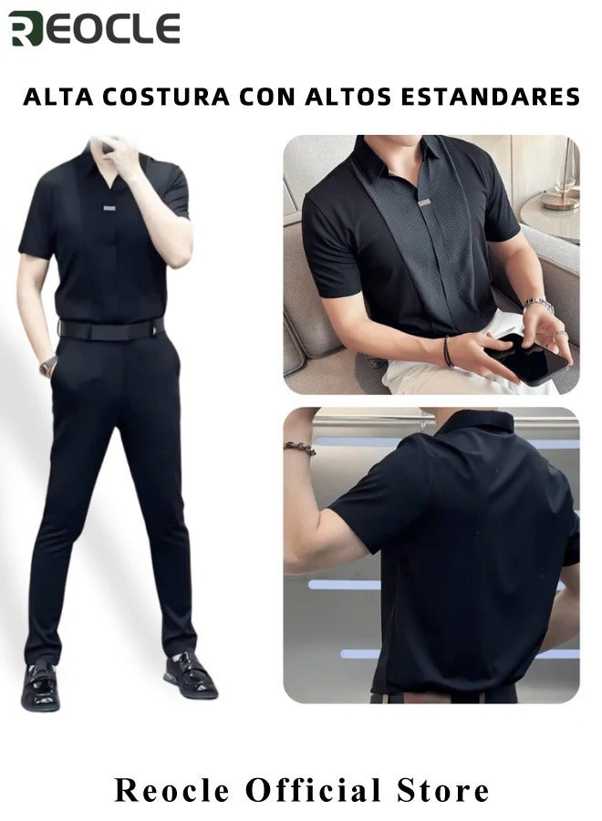 REOCLE Men's Polo Shirts Quick Dry Short Sleeve Golf Shirt Casual Moisture Wicking Shirt Business Polo Shirt Athletic Performance Polo Shirt  - Image 5