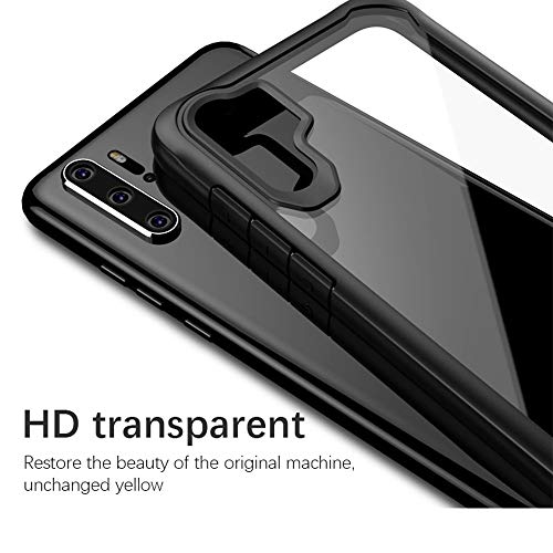 Plus Bumper Case with Clear Back Hard Panel Protective Case Cover for Huawei P30 Pro (Black) - Image 2