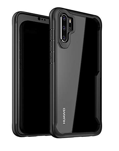 Plus Bumper Case with Clear Back Hard Panel Protective Case Cover for Huawei P30 Pro (Black) - Image 1