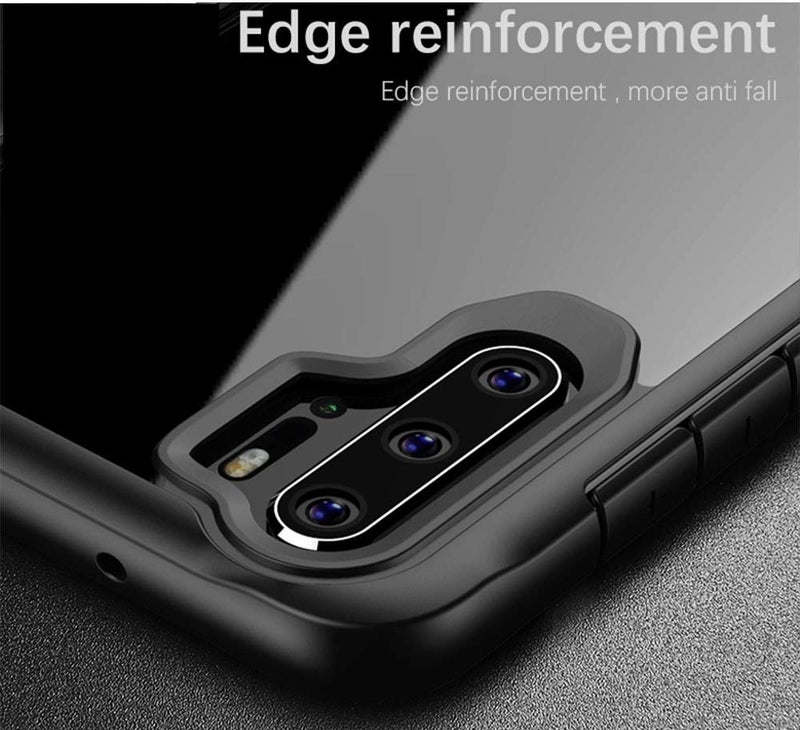 Plus Bumper Case with Clear Back Hard Panel Protective Case Cover for Huawei P30 Pro (Black) - Image 4