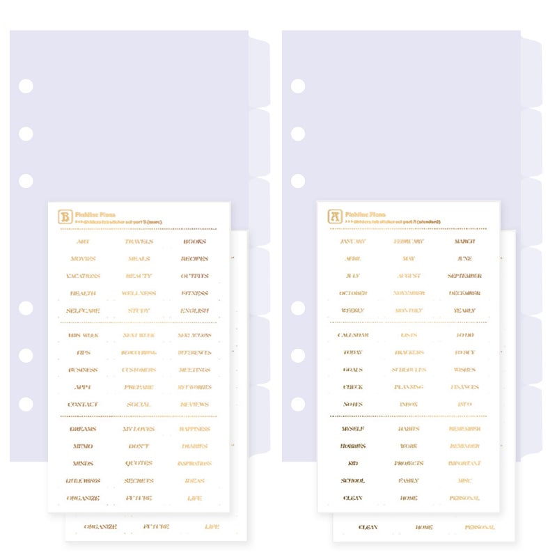 DY.2ten Clear Binder Dividers for 6-Holes Ring Binder, 1/6 Cut Tabs, A6 Size, Sturdy Plastic Dividers with 6 Tabs for School Office Home, 2 Sets, 12 Dividers, 2 Tab Stickers. - Image 1