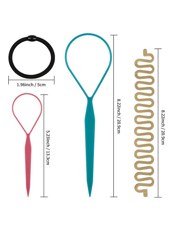 TsMADDTs Hair Braiding Set - 8 Topsy Tail Tools, 10 French Braiders For Twists And Ponytails, 10 Hair Ties - Image 1