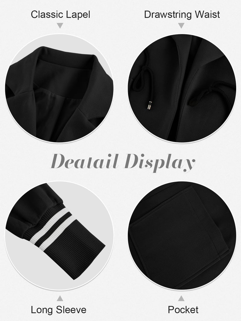Fazortev Women's 2023 Winter Coats Open Front Long Jackets Lapel Drawstring Waist Trench Coat Outerwear With Pockets - Image 4