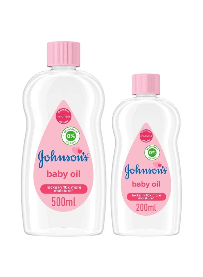 erorex Johnson's Baby Oil 500ml Locks in 10x More Moisture Hypoallergenic for Baby Massage and Dry Skin - Image 1