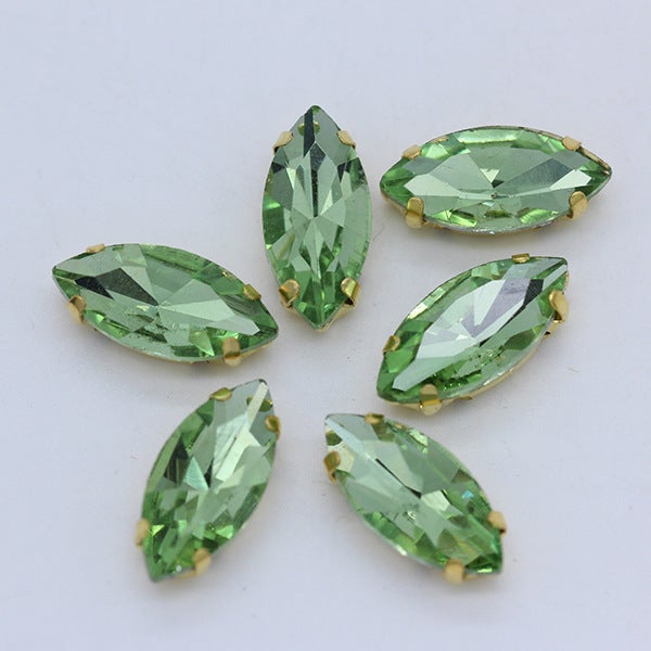 Wholesale horse eye crystal glass claw drill multi-specification hand-stitched claw drill DIY clothing wedding dress bag shoes accessories Light green 