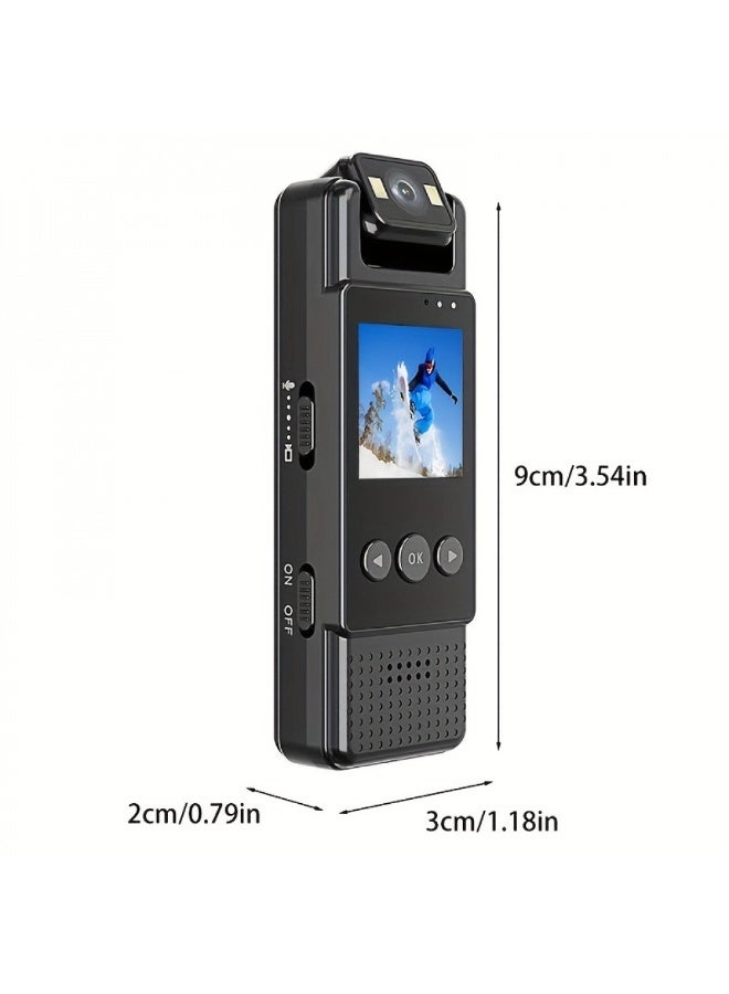 1080P Full HD Wearable Action Camera - Portable Video Recorder with 1200mAh Lithium Polymer Battery, USB Dual Charging, Clip Design, One-Click Audio & Video Recording, Night Vision, No SD Card Included - Image 3