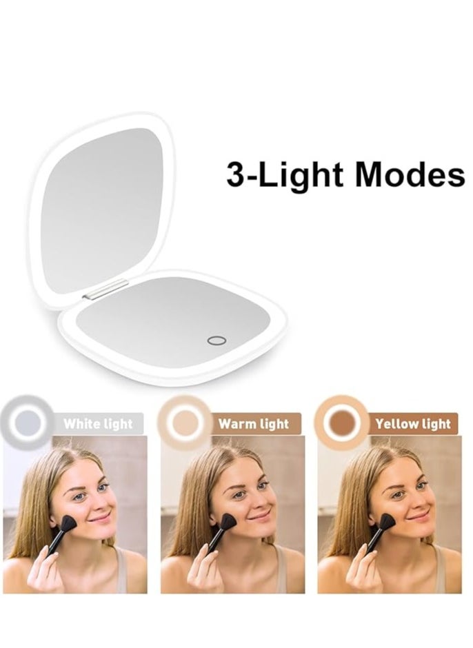 Generic Compact Mirror, Lighted Travel Makeup Mirror with 1X/10X Magnifying Double Sided Dimmable Portable Pocket for Handbag and Pocket, USB Charging  - Image 4