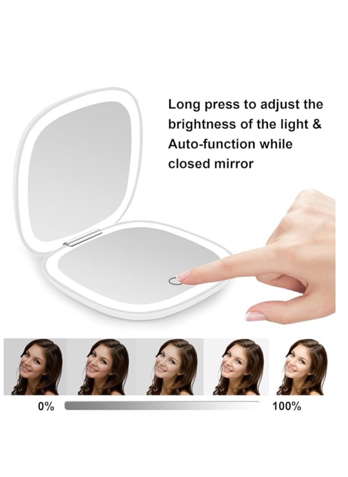 Generic Compact Mirror, Lighted Travel Makeup Mirror with 1X/10X Magnifying Double Sided Dimmable Portable Pocket for Handbag and Pocket, USB Charging  - Image 5