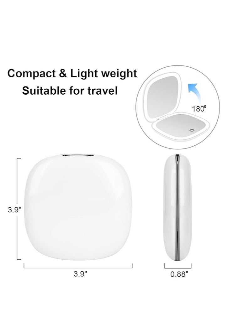Generic Compact Mirror, Lighted Travel Makeup Mirror with 1X/10X Magnifying Double Sided Dimmable Portable Pocket for Handbag and Pocket, USB Charging  - Image 2