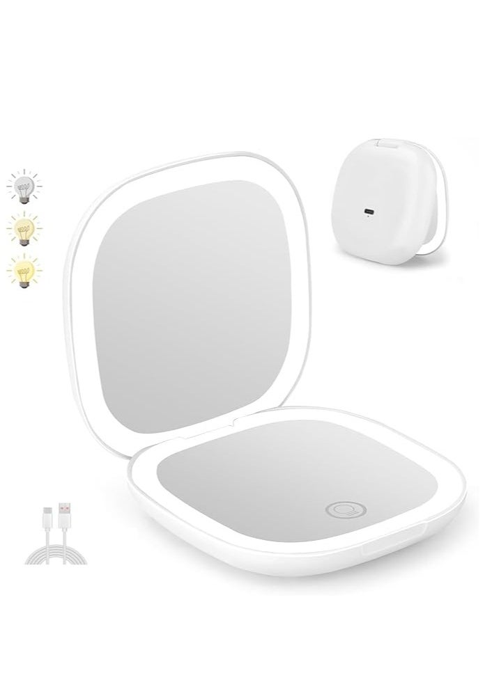 Generic Compact Mirror, Lighted Travel Makeup Mirror with 1X/10X Magnifying Double Sided Dimmable Portable Pocket for Handbag and Pocket, USB Charging  - Image 1
