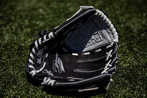 Rawlings | SURE CATCH T-Ball & Youth Baseball Glove | Right Hand Throw | 9.5" | Black/Grey - Image 2