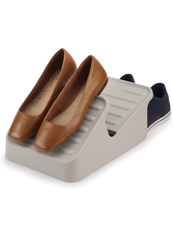 Joseph Joseph Joseph Joseph Shoe-In - 2-Tier Space-saving Shoe Rack Organiser, holds up to 3 pairs, Compact- Ecru  - Image 1