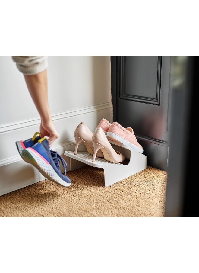 Joseph Joseph Joseph Joseph Shoe-In - 2-Tier Space-saving Shoe Rack Organiser, holds up to 3 pairs, Compact- Ecru  - Image 2