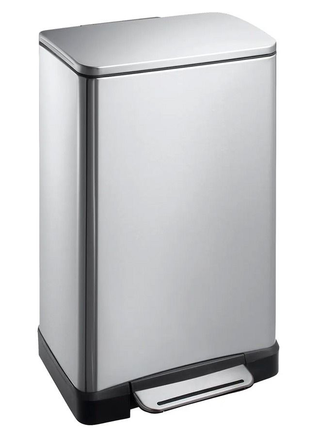 EKO Stainless Steel E-Cube Step Rectangular Trash Bin with Pedal, Liner Bucket, and Soft Closing  Lid - 30L - Image 1