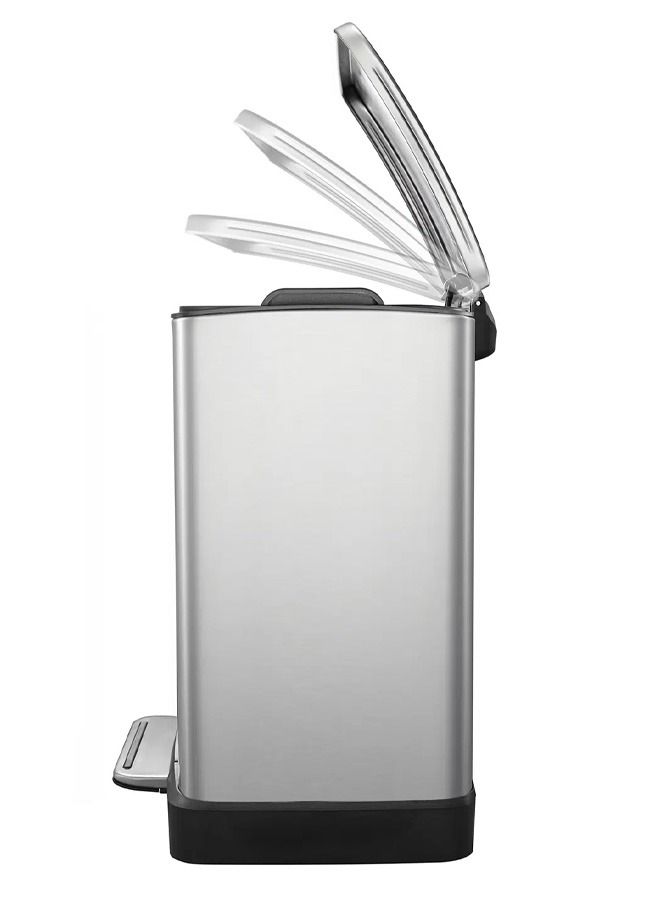 EKO Stainless Steel E-Cube Step Rectangular Trash Bin with Pedal, Liner Bucket, and Soft Closing  Lid - 30L - Image 4