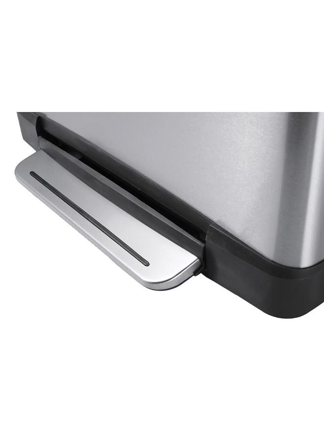 EKO Stainless Steel E-Cube Step Rectangular Trash Bin with Pedal, Liner Bucket, and Soft Closing  Lid - 30L - Image 2