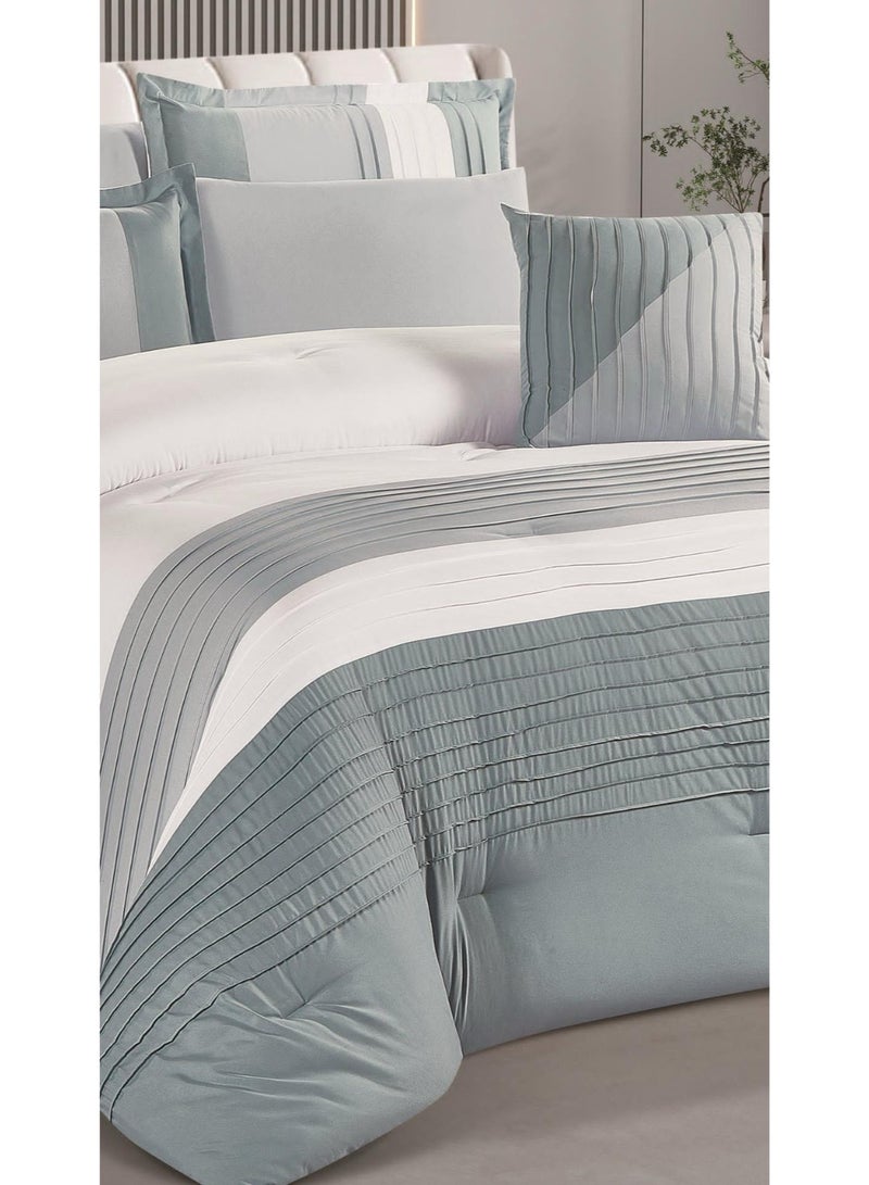 RedRoss *A double bed sheet with a modern striped design and embroidery that adds a touch of elegance, made of microfiber, size 240*260 cm - Image 3